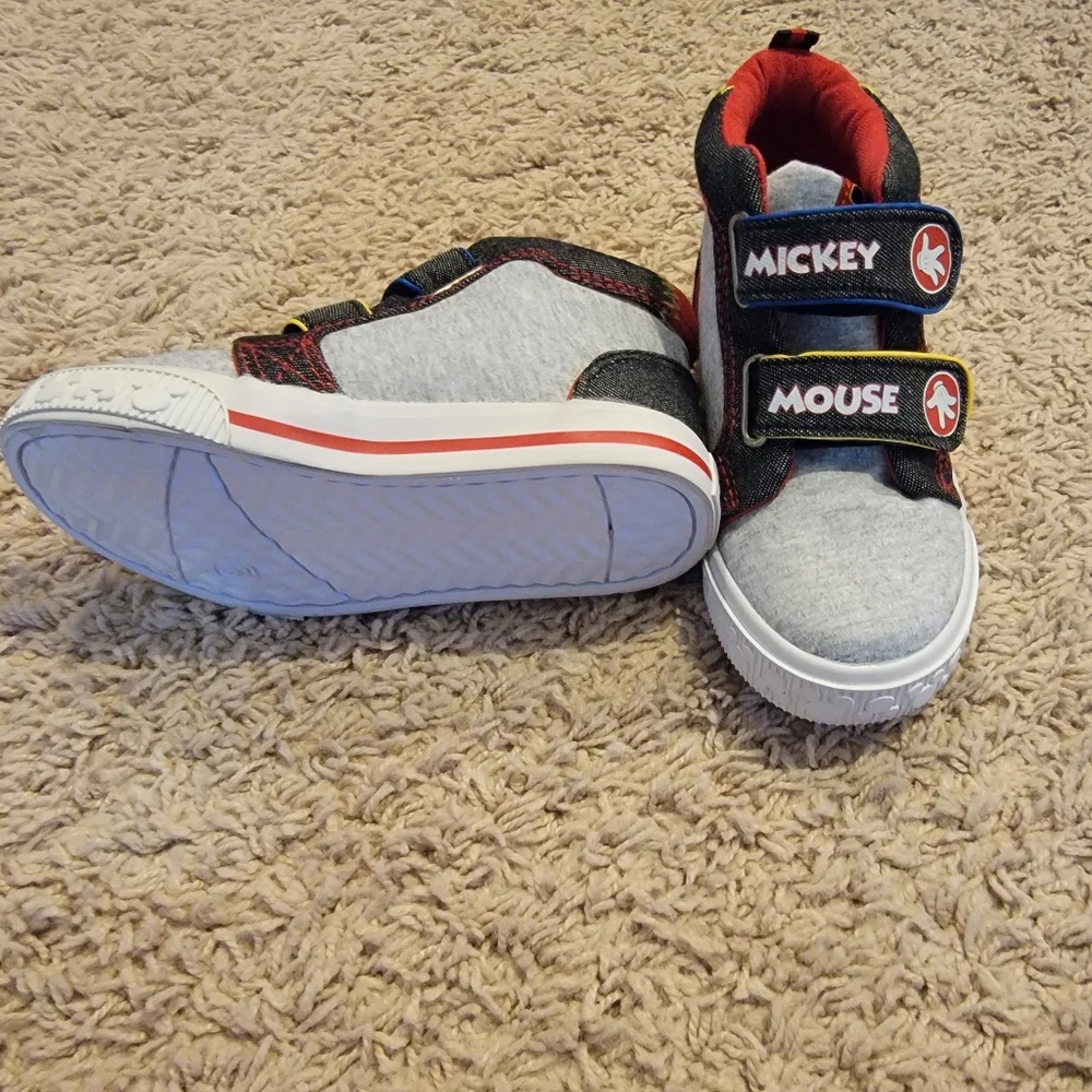 Disney Mickey Mouse Toddler Boys Shoes SNEAKERS High Tops - Picture 2 of 6